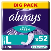 Always Dailies Fresh Slipeinlagen Damen, Long (52 Binden) Big Pack, ohne Duft, atmungsaktiv, flexibel