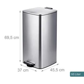 Relaxdays Mülleimer 60 l Schwarz/Silber