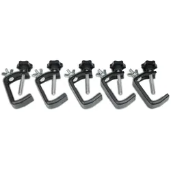 Party Clamp Set schwarz (5 Stück) - kompakter Haken für kleine Effekte und Scheinwerfer - bis 5kg