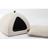 Katzenbetten für Hauskatzen, Faltbare Katzenbetthöhle, Katzenhaus mit waschbaren Kissen, Katzenbett für Kätzchen, Katzenzelt, warmes Katzenhaus Bella Lauren Design (Beige Natura, 50 x 50 x 40 cm)