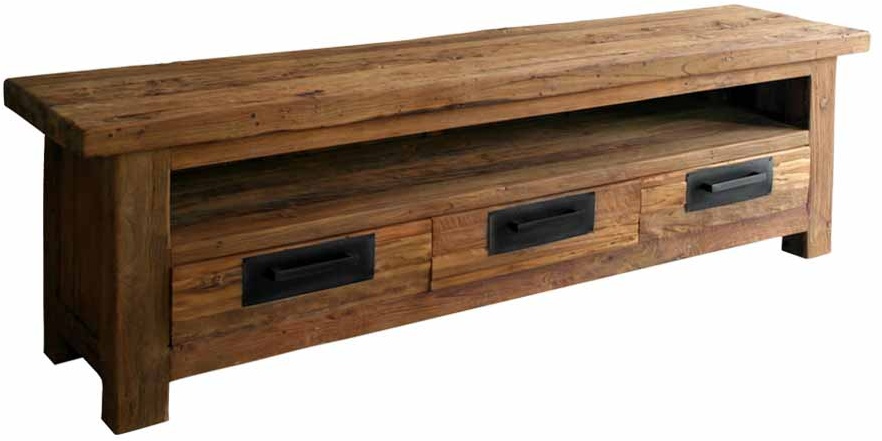 TV Board aus Teak Recyclingholz 200 cm breit