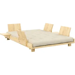 Karup Design Bett »Social Sofa Bed, mit verstellbarem Zubehör, inkl Matratze & Lattenrost«, Bett wahlweise mit 2 oder 4 Rückenlehnen und 2 Ablagen. Mit Matratze Karup Design kiefer klar lackiert