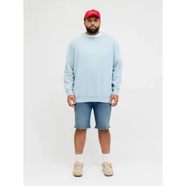 Jack & Jones PlusSize Shorts "JJIRICK JJORIGINAL SHORTS AT 999 PLS", Herren, Gr. 44 (5XL), N-Gr, blau denim, Web, Obermaterial: 54% Baumwolle, 33% Polyester, 7% Lyocell, 4% Viskose, 2% Elasthan, JACK & JONES PLUSSIZE, unifarben, regular fit knielang, Hosen Shorts