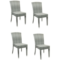 4x KONWAY® MAUI Stapelstuhl Granit Polyrattan Garten Sessel Stuhl Set stapelbar