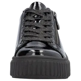 Rieker Plateausneaker RIEKER, Damen, Gr. 42, schwarz, Lackleder, glänzend, Schuhe Plateausneaker, Freizeitschuh, Halbschuh, Schnürschuh mit Plateausohle