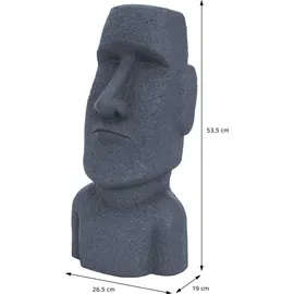 ECD Germany Moai Figur Rapa Nui Kopf 53,5 cm Hoch aus Steinguss Kunstharz Grau