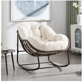 FELIXLEO Schaukelsessel Rattan Schaukelstuhl mit Polster Gartenstuhl Outdoor Grau (1-St)