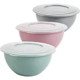 Centi 3er Set Kunststoffschüssel 5 L Rührschüssel Salatschüssel Schüssel Deckel rund
