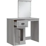 vidaXL Schminktisch mit LED-Leuchten Grau Sonoma 90x42x132,5 cm