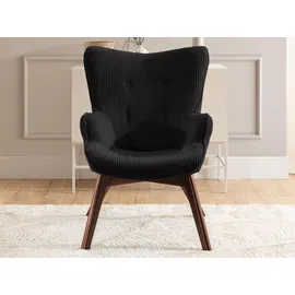 s-style möbel Loungesessel Lenari Cord 71 x 96 x 86 cm Schwarz