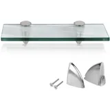 Vingo - swanew Glasregal Wandregale mit Halterung Glasboden Badregal Bad Ablage Glasablage Regal Glas Badablage Glasscheibe Halterung Regale