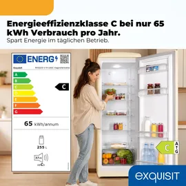 Exquisit Retro Vollraumkühlschrank RKS325-V-H-160C (225 l, 1465 mm hoch, Magnolienweiss)
