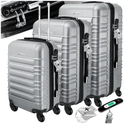 KESSER® 3tlg. Hartschalenkofferset Hartschalenkoffer Reisekoffer Set Reisekofferset Trolley Koffer Inkl. Kofferwaage + Gepäckanhänger Rollkoffer Schloss 4 Rollen ABS-Hartschale Teleskopgriff M-L-XL
