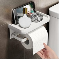 Toilettenpapierhalter Ohne Bohren, Klorollenhalter mit Ablage, Aluminiumlegierung Klopapierhalter Wandmontage für Küche und Badzimmer