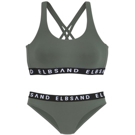 Elbsand Bustier-Bikini, mit kontrastfarbenen Schriftzügen, grün