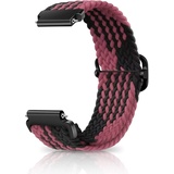 CeiBand Geflochtenes Solo Loop Elastische Armband, 18mm 19mm 20mm 22mm Schnell Verstellbares Herren Damen Weiches Aatmungsaktive Sportbänder Uhrenarmbänder Ersatzarmband - Schwarz Rosa