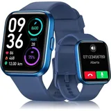 Smartwatch Damen Herren,Smartwatch mit Telefonfunktion,1,8" Touchscreen Schrittzähler Uhr mit Alexa,60+ Sportmodus,Pulsmesser Schlafmonitor SpO2 - Blau