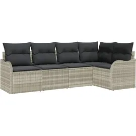vidaXL Garten-Lounge-Set 5-tlg. hellgrau Polyrattan