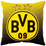 BVB Borussia Dortmund BVB Kopfkissen BVB-Kissen mit Emblem (40x40cm), Füllung: Oberstoff 100% Baumwolle, Füllung 100 % Polyester, Bezug: 100% Baumwolle, Rückenschläfer schwarz