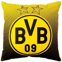 BVB Borussia Dortmund BVB Kopfkissen BVB-Kissen mit Emblem (40x40cm), Füllung: Oberstoff 100% Baumwolle, Füllung 100 % Polyester, Bezug: 100% Baumwolle, Rückenschläfer schwarz