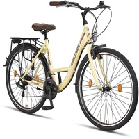 Chillaxx Bike Strada Premium City Bike in 26 und 28 Zoll - Fahrrad für Mädchen, Jungen, Herren und Damen - 21 Gang-Schaltung - Hollandfahrrad Citybike (Beige V-Bremse, 26 Zoll)