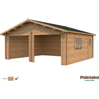 PALMAKO AS Blockbohlen-Garage, BxT: 575 x 510 cm (Außenmaße), Holz - braun