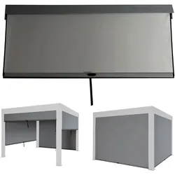 Seitenwand für Pergola MCW-L46, Pavillon Rollo Ersatzseitenwand, Stoff/Textil sturmfest 3x3m ~ anthrazit