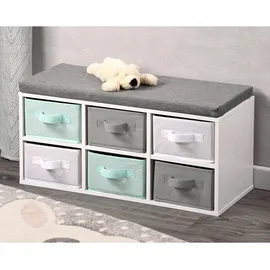 KESPER Kindersitzbank 68 x 29,5 x 33 cm Holzwerkstoff weiß grau-türkis