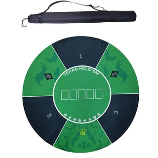 Tragbare Poker-Top-Matte Runder Gummi-Schaum Poker-Matten Texas Halten 'Em Gummi Matte Mit Umhängetasche Blau Grün Spiel Layout Matte,24 in