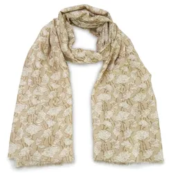 HARPA Schal CLOVER mit Botanik-Print und Metallic-Effekt beige 