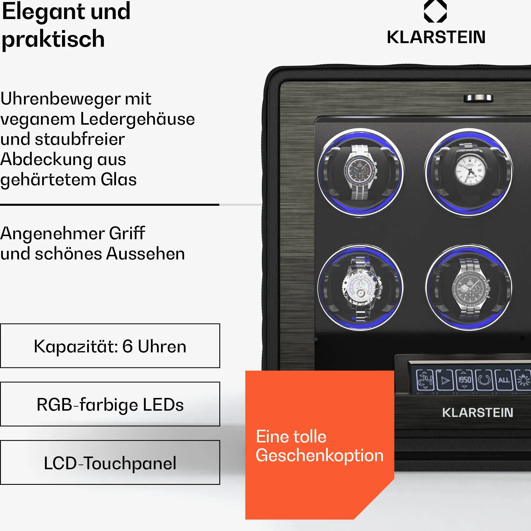 LuminousTime Uhrenbeweger | 6 Uhren | viele Einstellungen | LED | 10dB