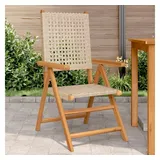 vidaXL Gartenstühle 2 Stk. Beige Massivholz Akazie und Poly Rattan