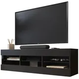 komodee Tivoli Lowboard 140 x 40,5 x 35,5 cm Schwarz/Schwarz Glas