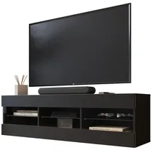 komodee Tivoli Lowboard 140 x 40,5 x 35,5 cm Schwarz/Schwarz Glas