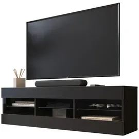 komodee Tivoli Lowboard 140 x 40,5 x 35,5 cm Schwarz/Schwarz Glas