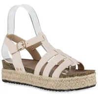 VAN HILL Damen Plateau Sandaletten in Beige