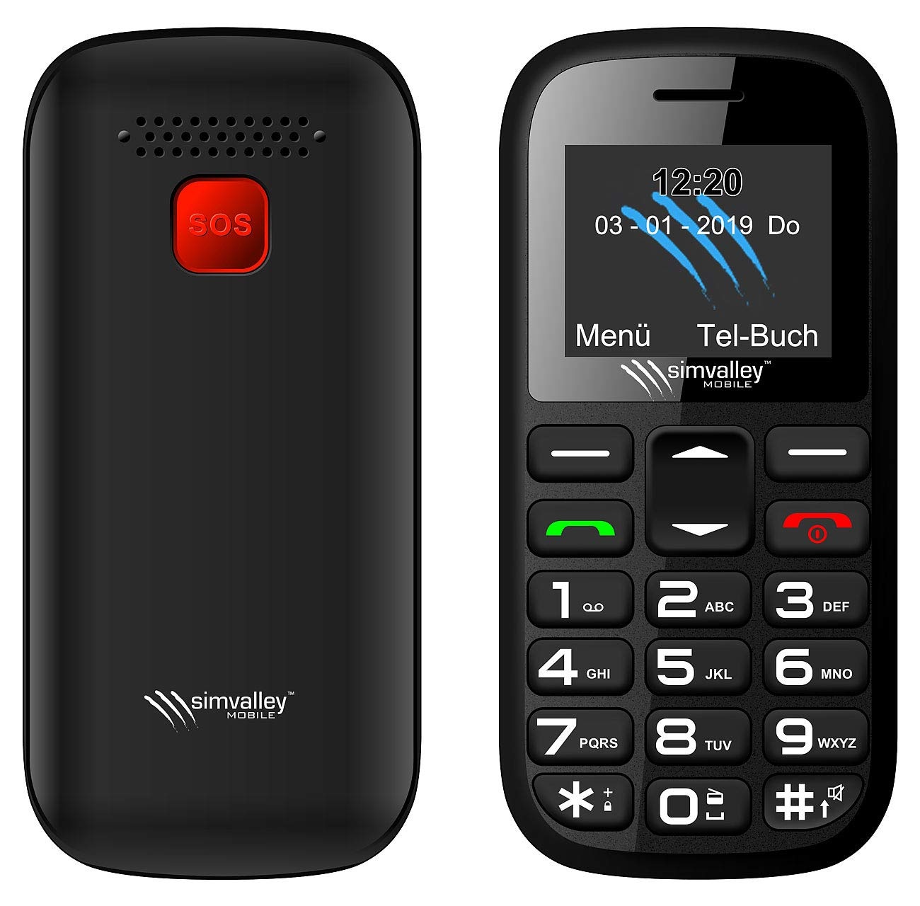simvalley MOBILE Phone: Dual-SIM-Komfort-Handy mit Garantruf Easy, Bluetooth und Taschenlampe (einfaches Handy, Notruf Handy, ohne Vertrag)
