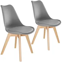 Tectake Esszimmerstuhl, Scandi-Design, massive Holzbeine, 49 x 53 x