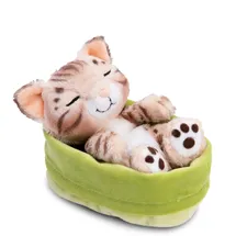 NICI 49747 - Sleeping Pets, Katze Bengal 12cm, schlafend im Körbchen (grün), Plüsch, GREEN