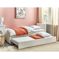 Tagesbett ausziehbar Bouclé hellbeige Lattenrost 80 x 200 cm MARMANDE