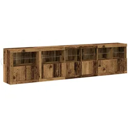 vidaXL Sideboard mit LED-Lichtern Altholz 283x37x67 cm, Hergestellt aus Holz
