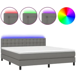 vidaXL Boxspringbett mit Matratze & LED Dunkelgrau 180x200 cm Stoff
