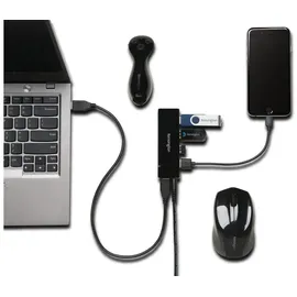 Kensington UH4000C - 4 Port Hub mit Ladefunktion, Schwarz