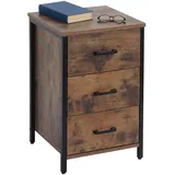 Relaxdays Nachtschrank 3 Schubladen 60 x 40 x 40 cm Braun/Schwarz