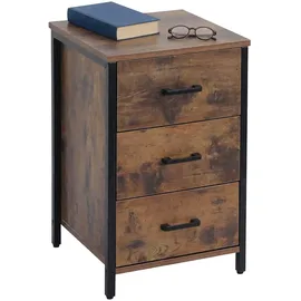 Relaxdays Nachtschrank 3 Schubladen 60 x 40 x 40 cm Braun/Schwarz