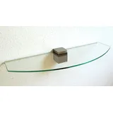 Wandregal aus 8mm Glas, klar & satiniert, verschiedene Formen und Größen, Glasregal, Glasboden, Glasablage, Badregal, Eckregal Bad Ablage Regal (Zentralclip Optima 2, 90x20-25 cm Convex klar)