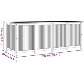 vidaXL Gartenbox 200x80x75 cm Massivholz Akazie