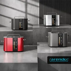Arendo Toaster Edelstahl, 800W, Display mit Restzeitanzeige, Brötchenaufsatz, Defrost Funktion, Wärmeisolierendes Gehäuse, Touch Dis... - Grau
