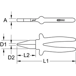 1000V Flachzange, kurze Backen, 160mm