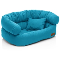 Juelle Hundebett für große Hunde - Sofa für große Hunde, Abnehmbarer Bezug, maschinenwaschbar, flauschiges Bett, Hundesessel Santi S-XXL (Größe: XL - 120x85x35 cm, Türkis)